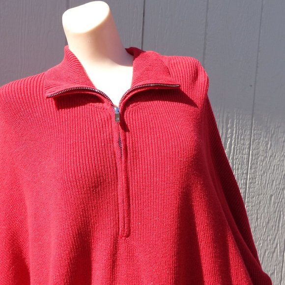 NWT Tommy Bahama OVERSIZED Red Sparkle Poncho Boxy Zip Sweater $118 Plus… - Picture 1 of 11